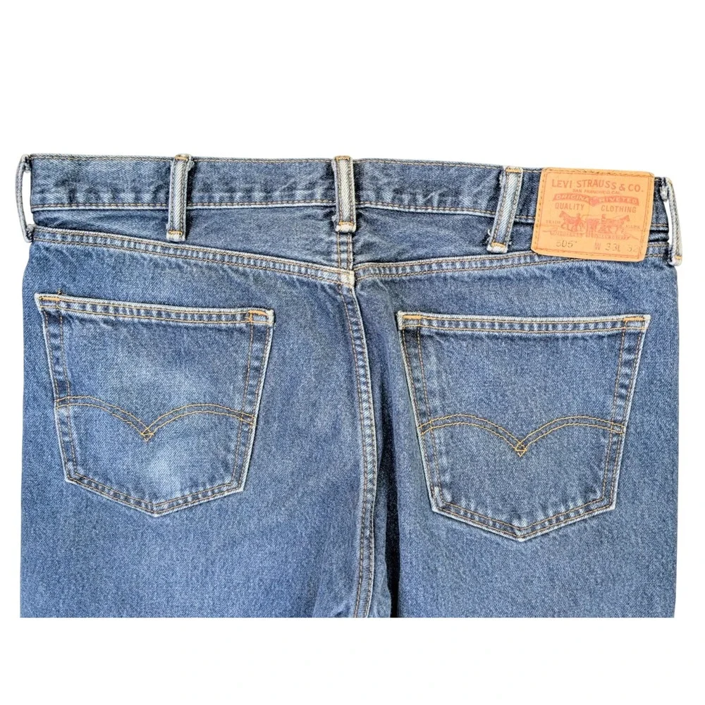 Levi's 505 Regular‎ Fit Straight Leg Blue Wash Denim Jeans Men's 38x32